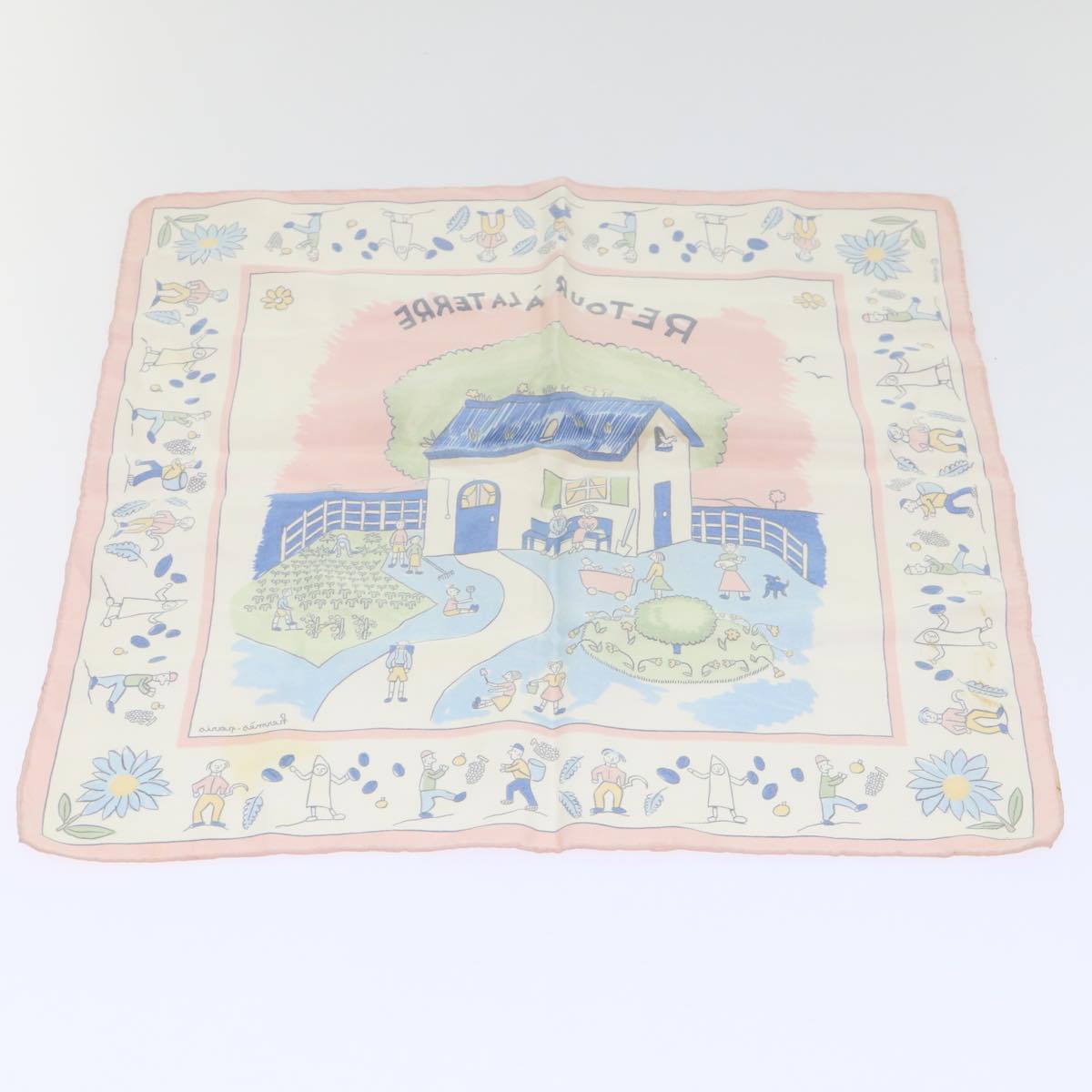 HERMES Carre 40 Scarf Silk 2Set Pink Blue Auth bs8244