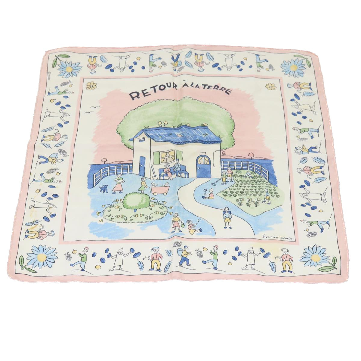 HERMES Carre 40 Scarf Silk 2Set Pink Blue Auth bs8244 - 0