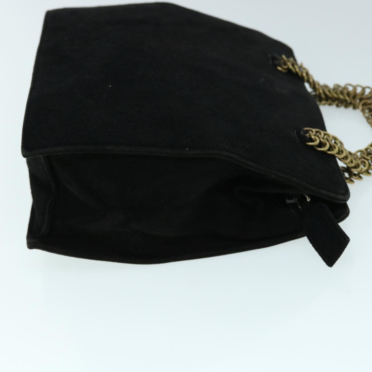 PRADA Chain Hand Bag Suede Black Auth bs8254