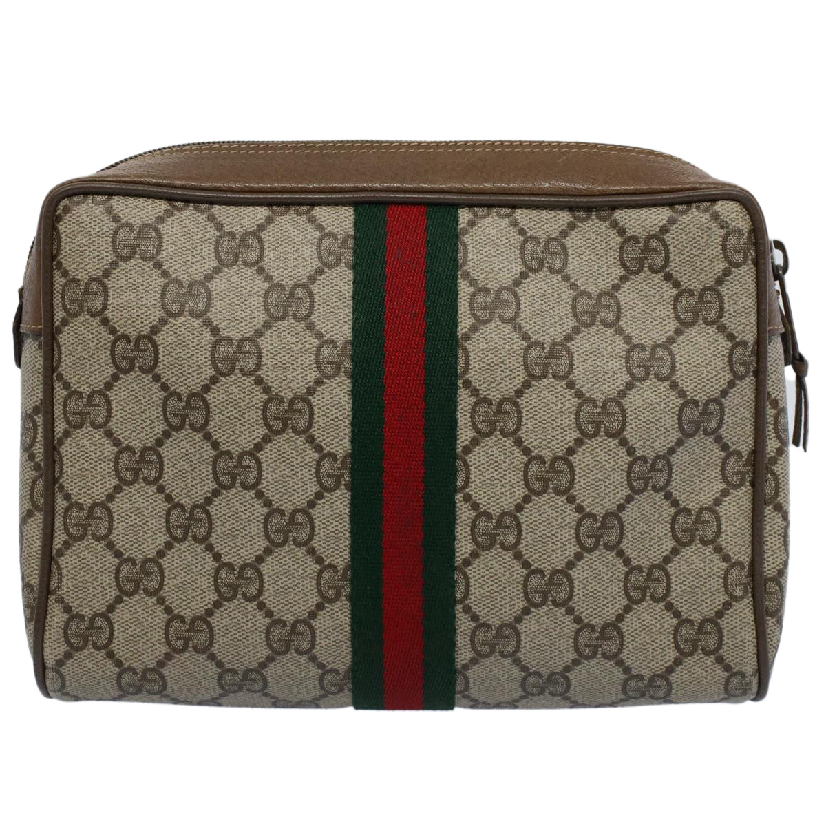 GUCCI GG Canvas Web Sherry Line Clutch Bag Beige Red Green 89 01 012 Auth bs8258 - 0