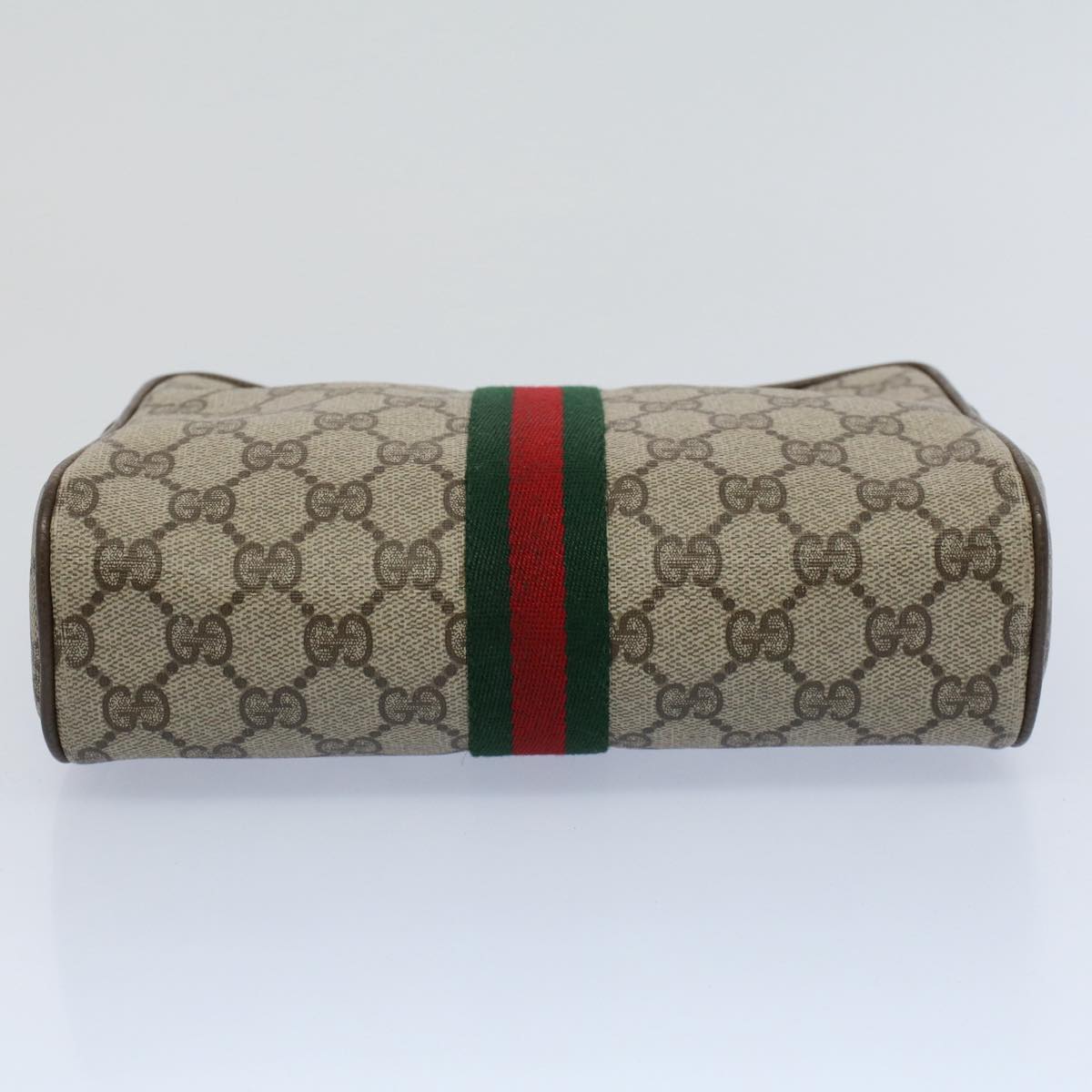 GUCCI GG Canvas Web Sherry Line Clutch Bag Beige Red Green 89 01 012 Auth bs8258