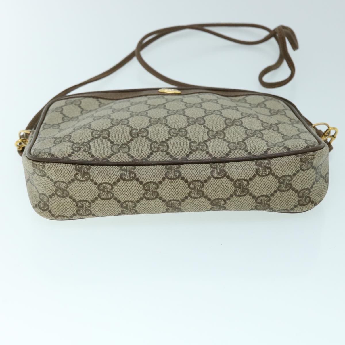 GUCCI GG Canvas Shoulder Bag PVC Leather Beige Auth bs8259