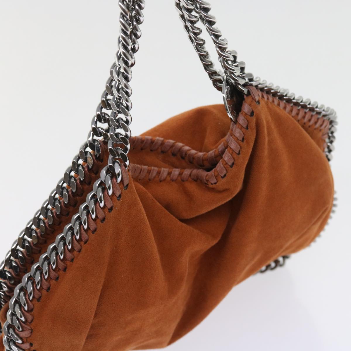 Stella MacCartney Chain Falabella Tote Bag Suede Brown 234387 Auth bs8263