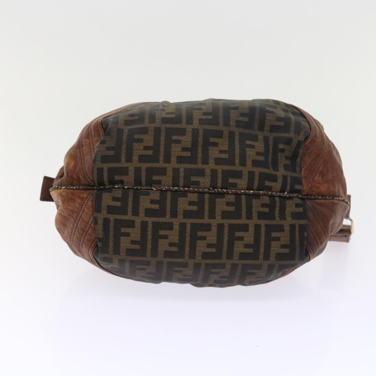 FENDI Zucca Canvas Spy Hand Bag Nylon Leather Brown Auth bs8264