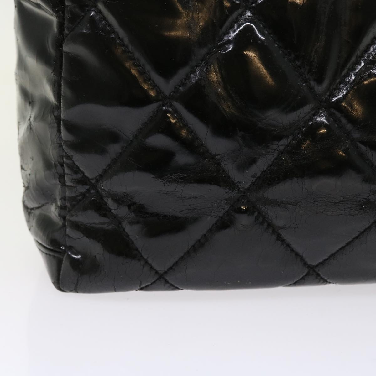 CHANEL Paris Biarritz Hand Bag Patent leather Black CC Auth bs8268 - 0