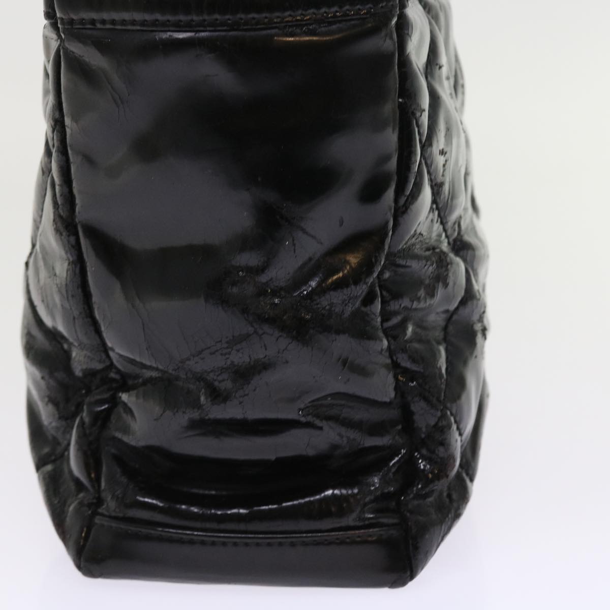 CHANEL Paris Biarritz Hand Bag Patent leather Black CC Auth bs8268