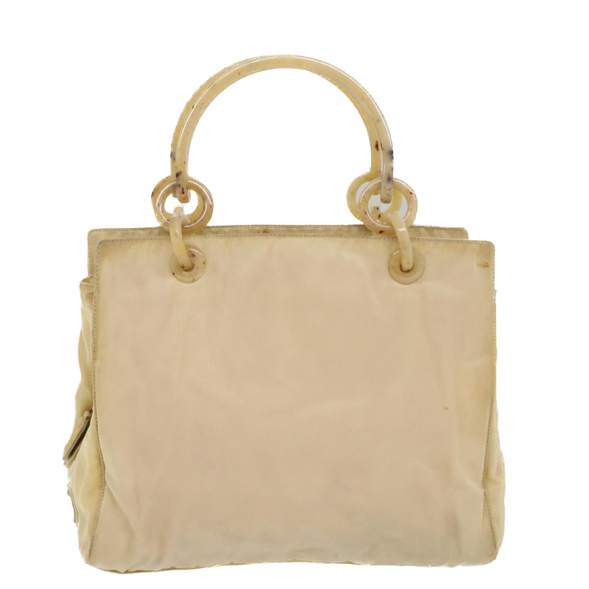 PRADA Hand Bag Nylon Beige Auth bs8274