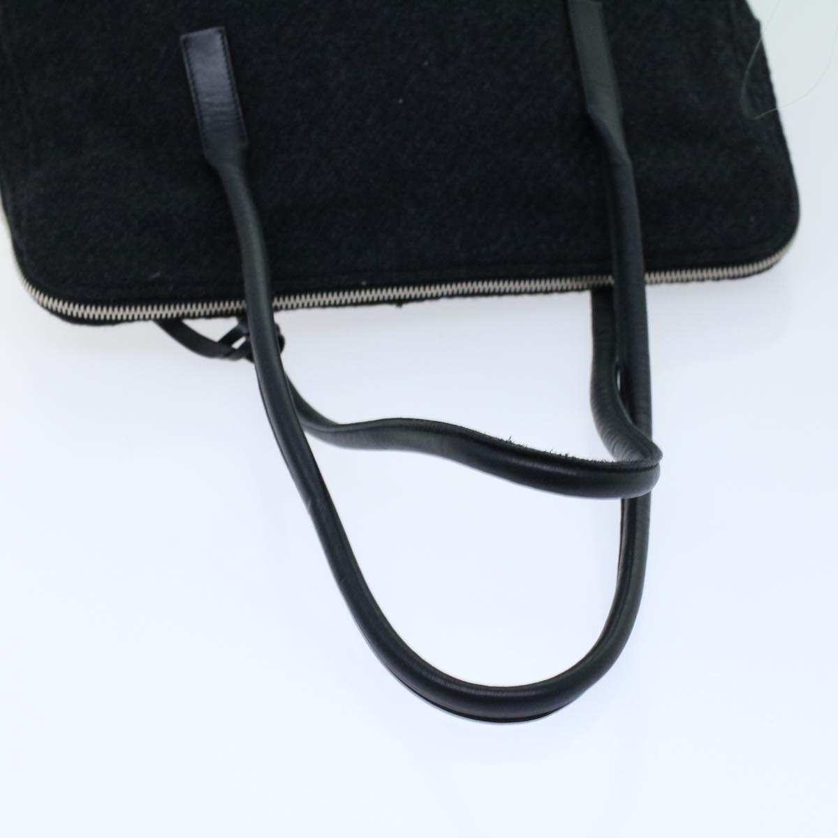 PRADA Shoulder Bag Wool Black Auth bs8277