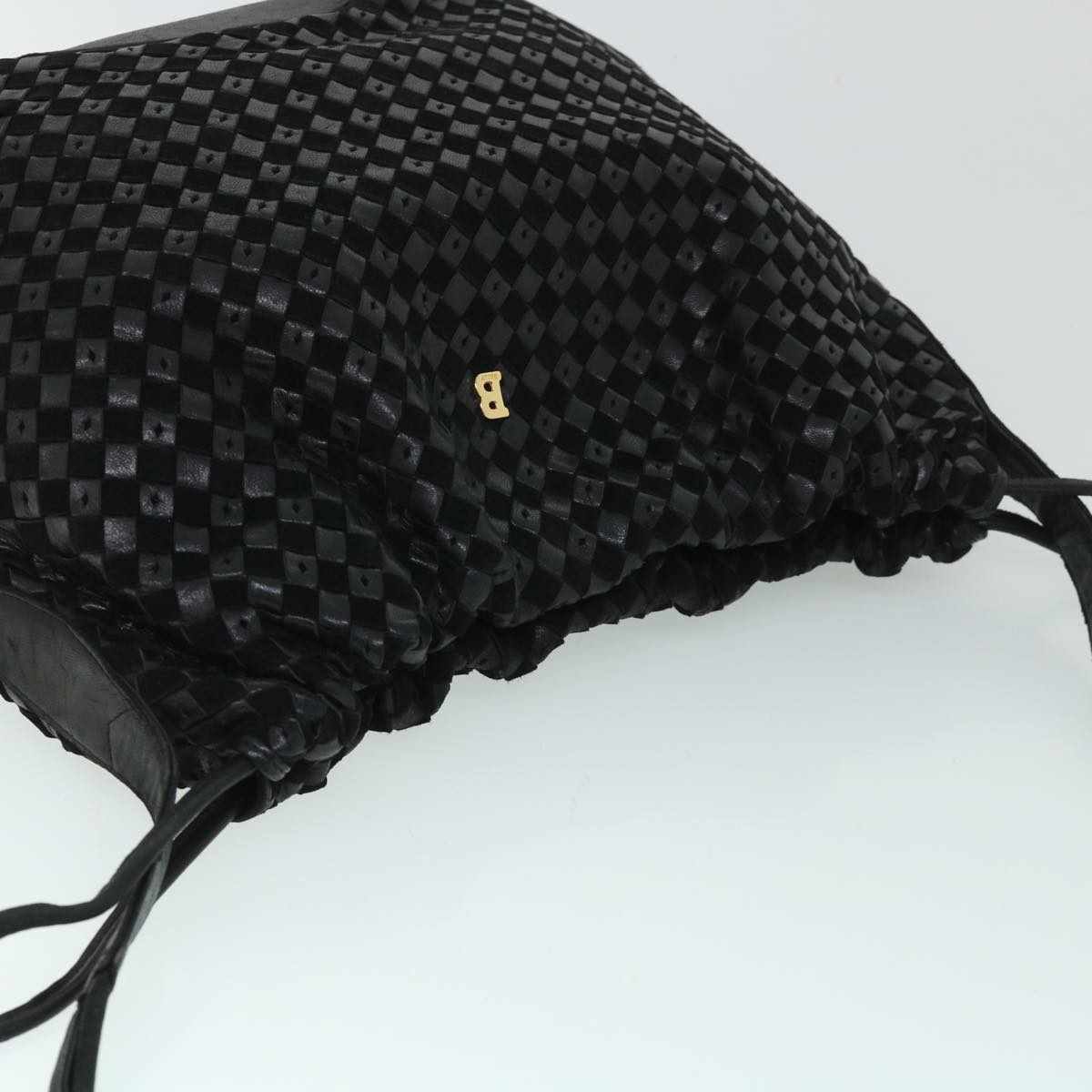 BALLY Shoulder Bag Leather Black Auth bs8280