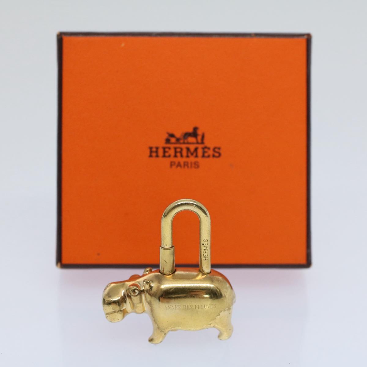 HERMES Hippo 2005 Only Charm Gold Tone Auth bs8286