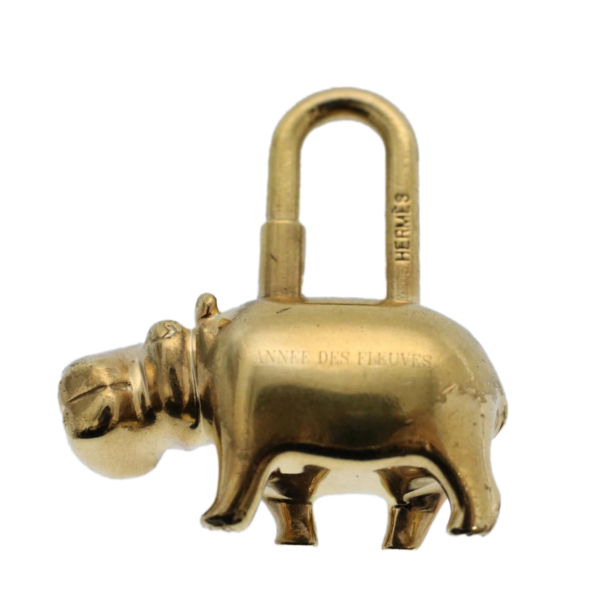 HERMES Hippo 2005 Only Charm Gold Tone Auth bs8286 - 0