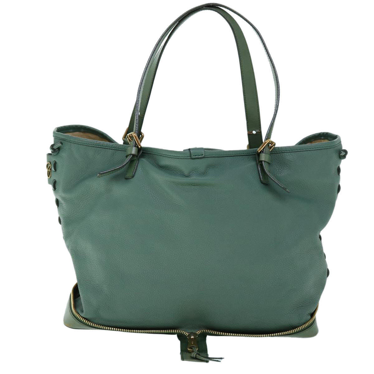 Chloe Tote Bag Leather Green Auth bs8301