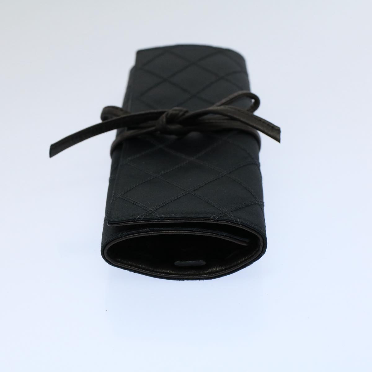 CHANEL Bicolole Cosmetic Pouch Nylon Black CC Auth bs8306