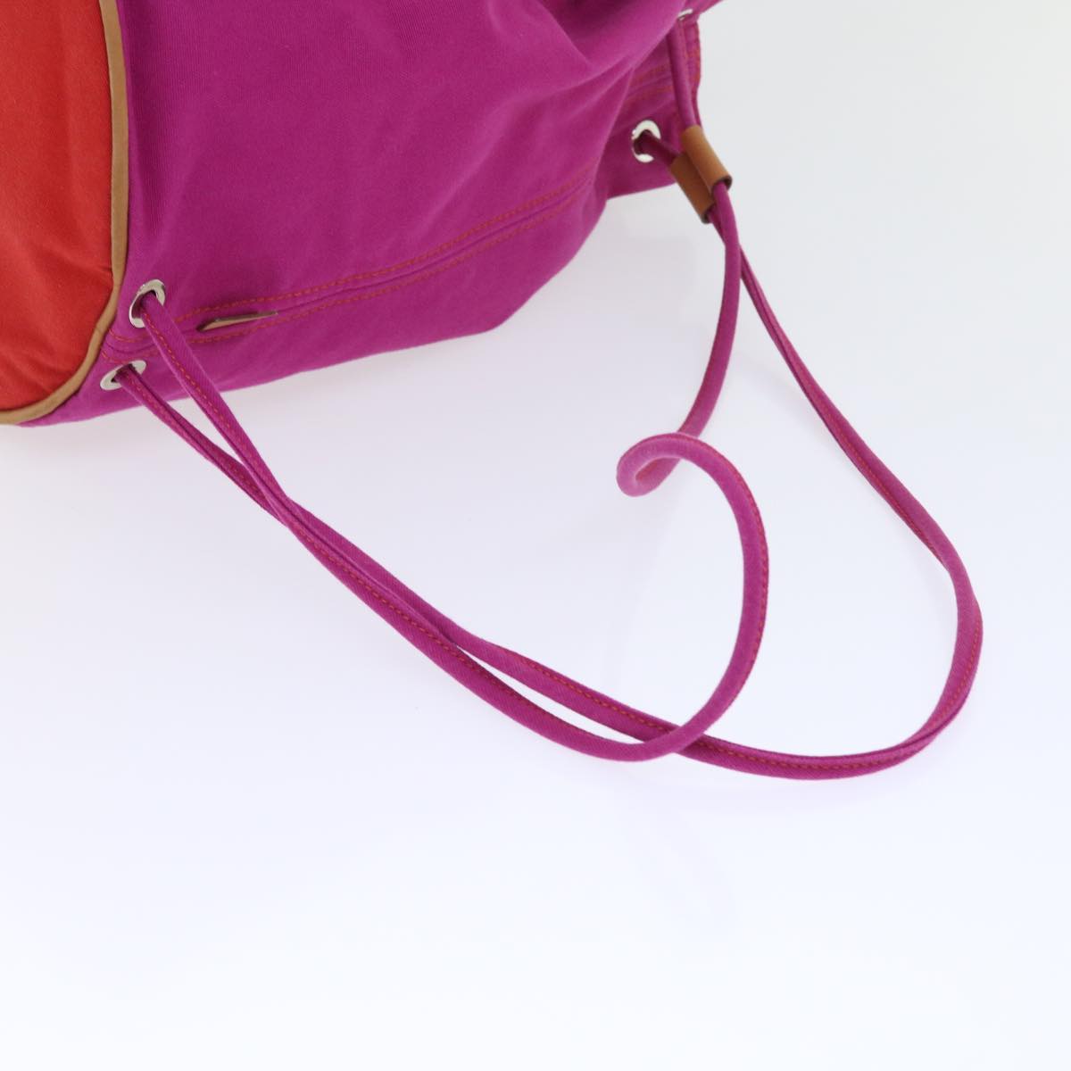 HERMES Shoulder Bag Canvas Pink Auth bs8310