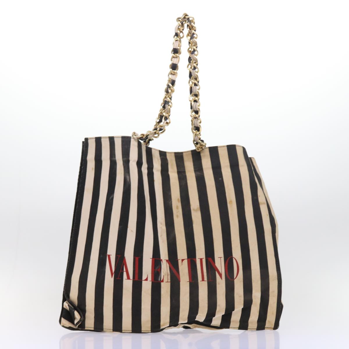 VALENTINO Chain Shoulder Bag Canvas 2Set White Black Auth bs8316 - 0