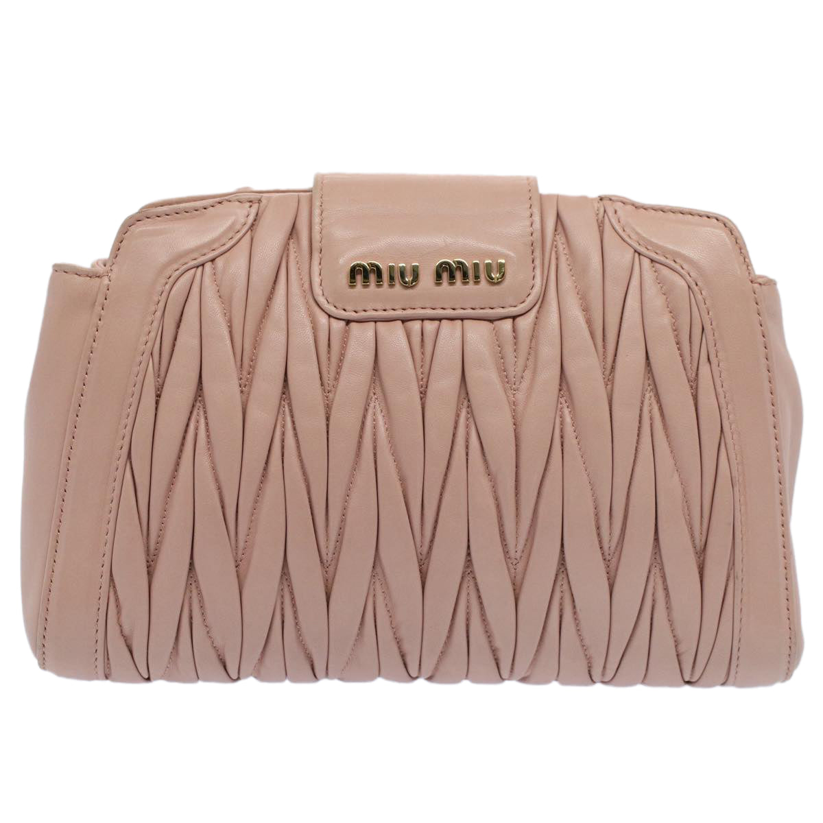 Miu Miu Materasse Shoulder Bag Leather Pink Auth bs8321 - 0