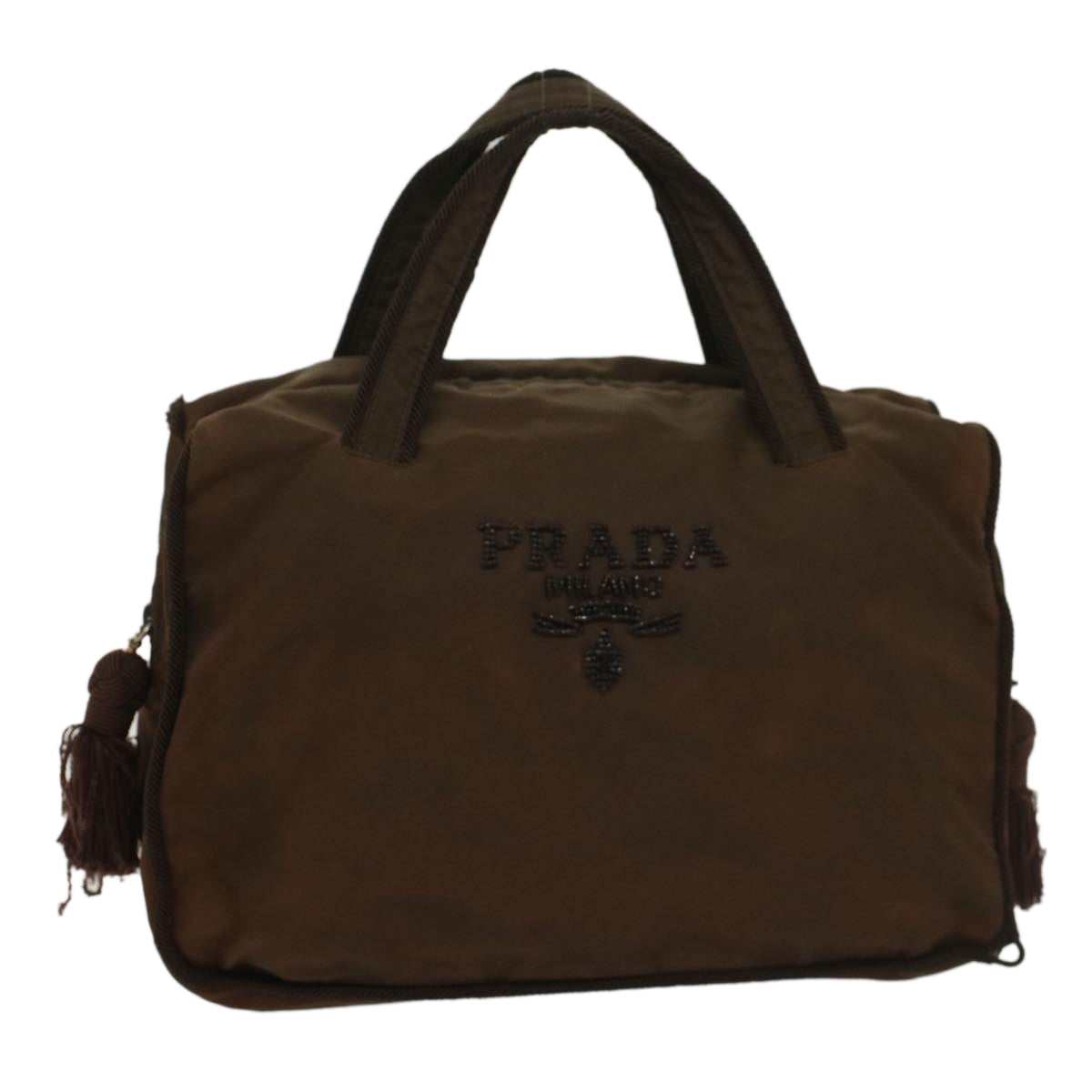 PRADA Hand Bag Nylon Brown Auth bs8323