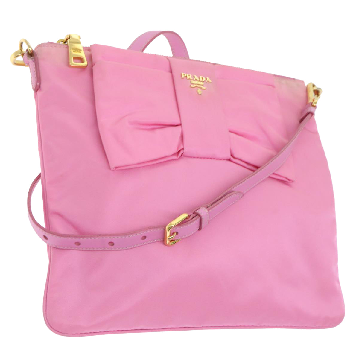 PRADA Shoulder Bag Nylon Pink Auth bs8338