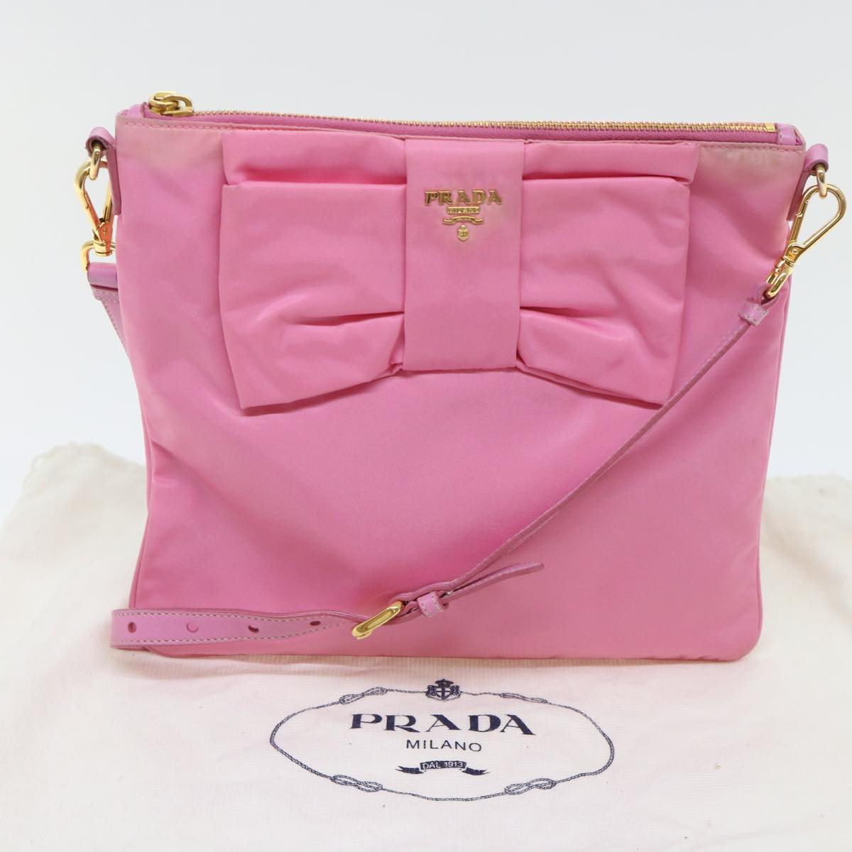 PRADA Shoulder Bag Nylon Pink Auth bs8338