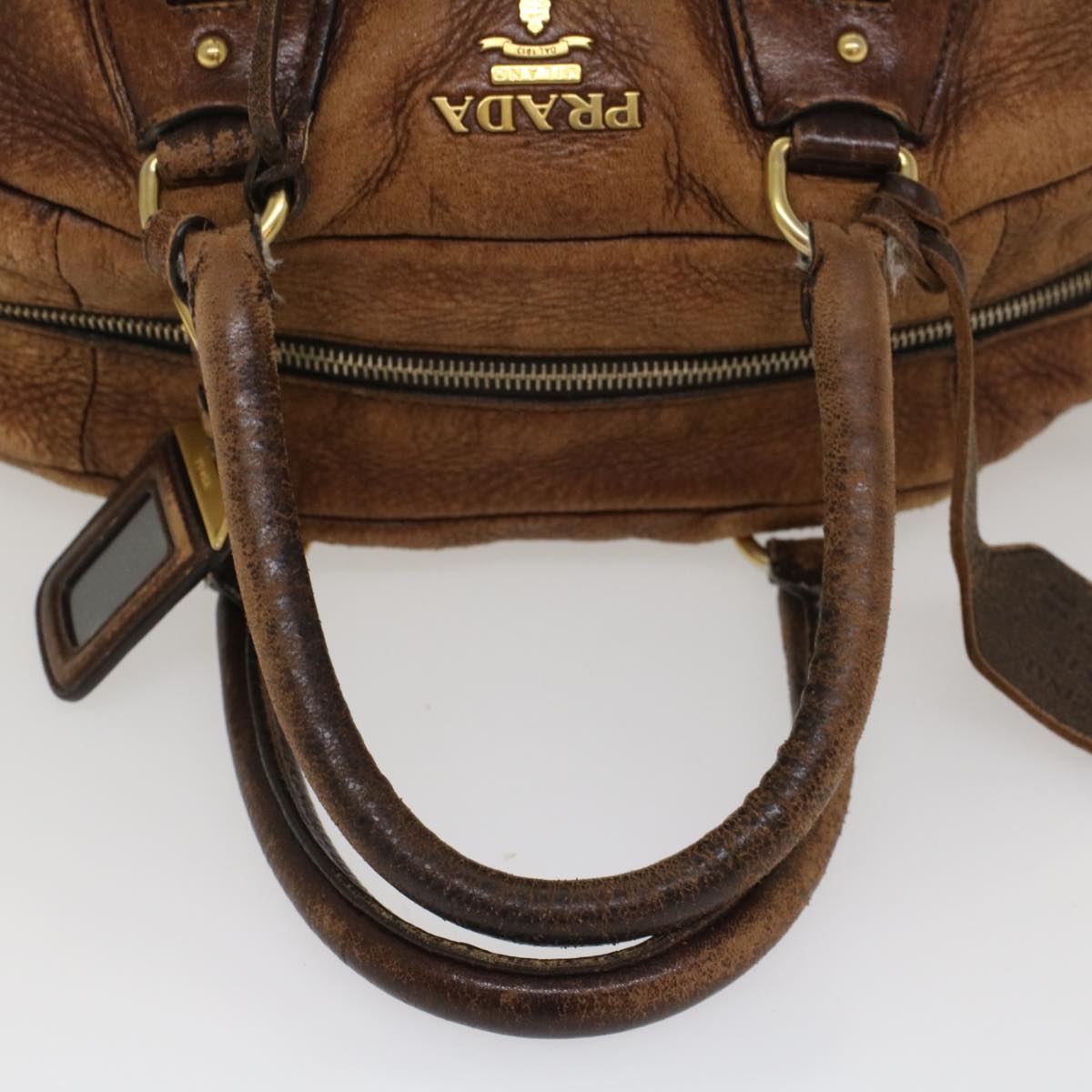 PRADA Shoulder Bag Leather 2way Brown Auth bs8341