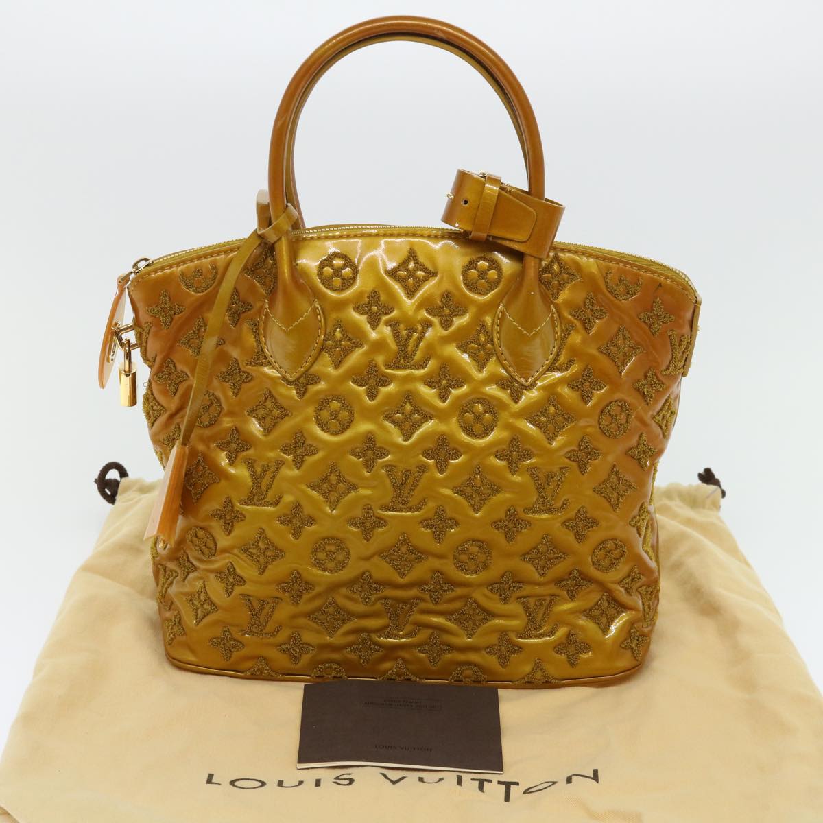 LOUIS VUITTON Fascination Lockit Booklet Bag Gold Tone M40602 LV Auth bs8345