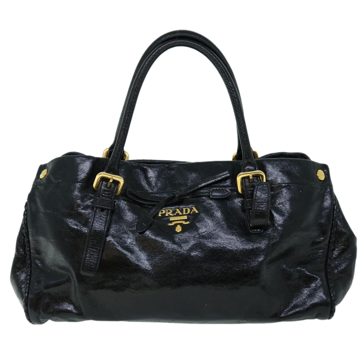 PRADA Shoulder Bag Leather 2way Black Auth bs8350