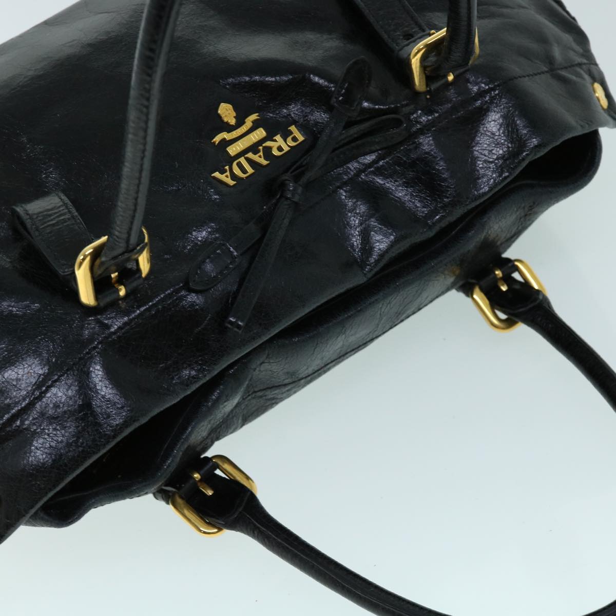 PRADA Shoulder Bag Leather 2way Black Auth bs8350