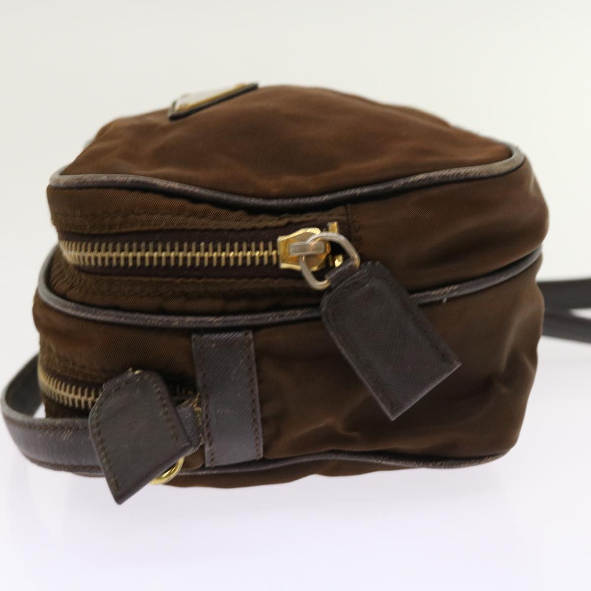PRADA Shoulder Bag Nylon Brown Auth bs8387