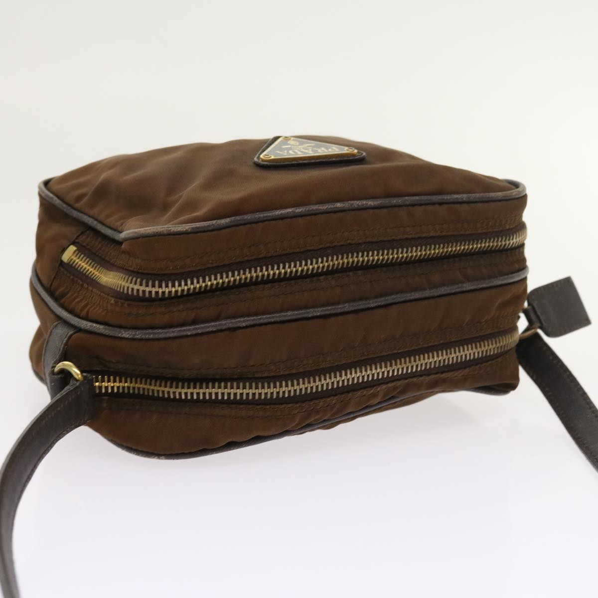 PRADA Shoulder Bag Nylon Brown Auth bs8387