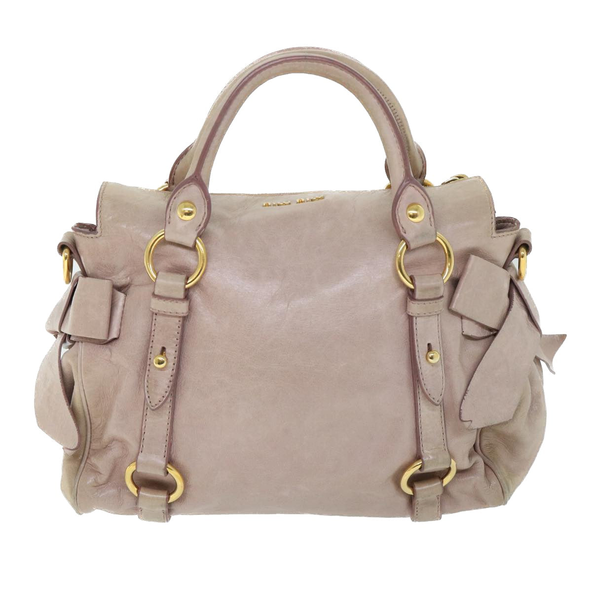 Miu Miu Hand Bag Leather 2way Pink Auth bs8390 - 0