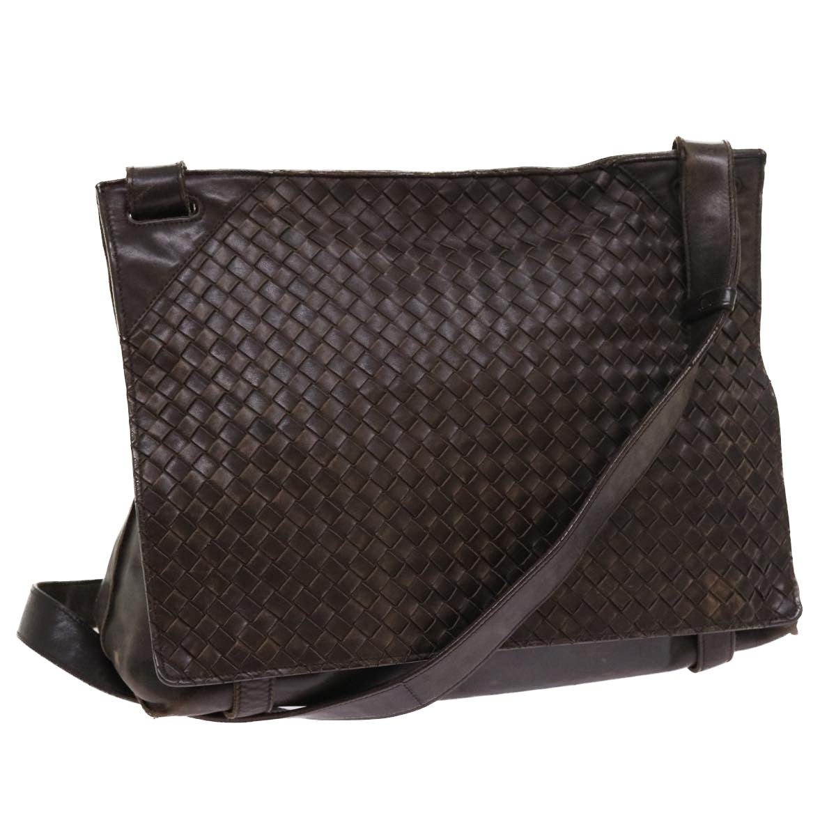 BOTTEGA VENETA INTRECCIATO Shoulder Bag Leather Brown Auth bs8405