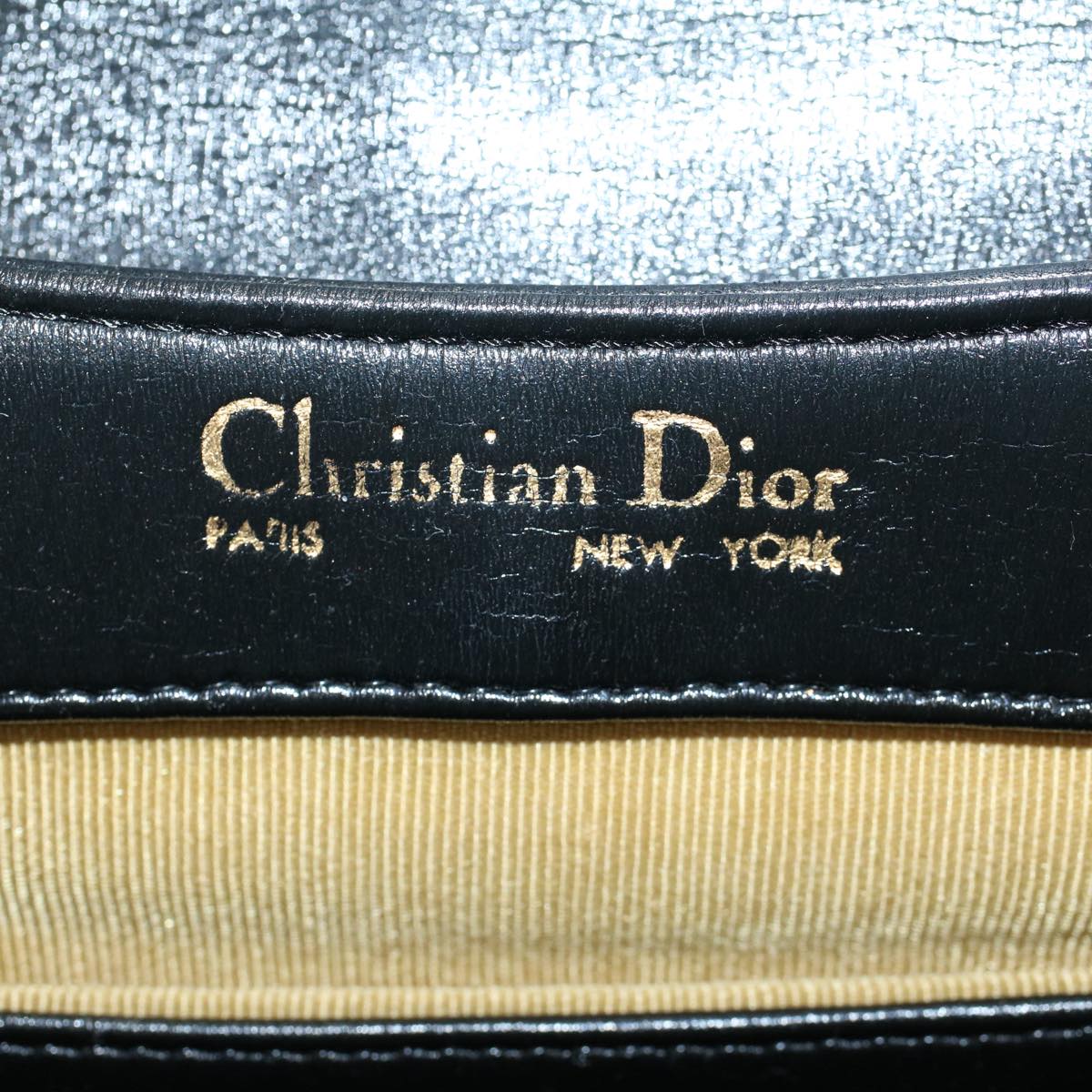 Christian Dior Shoulder Bag Leather Black Auth bs8407