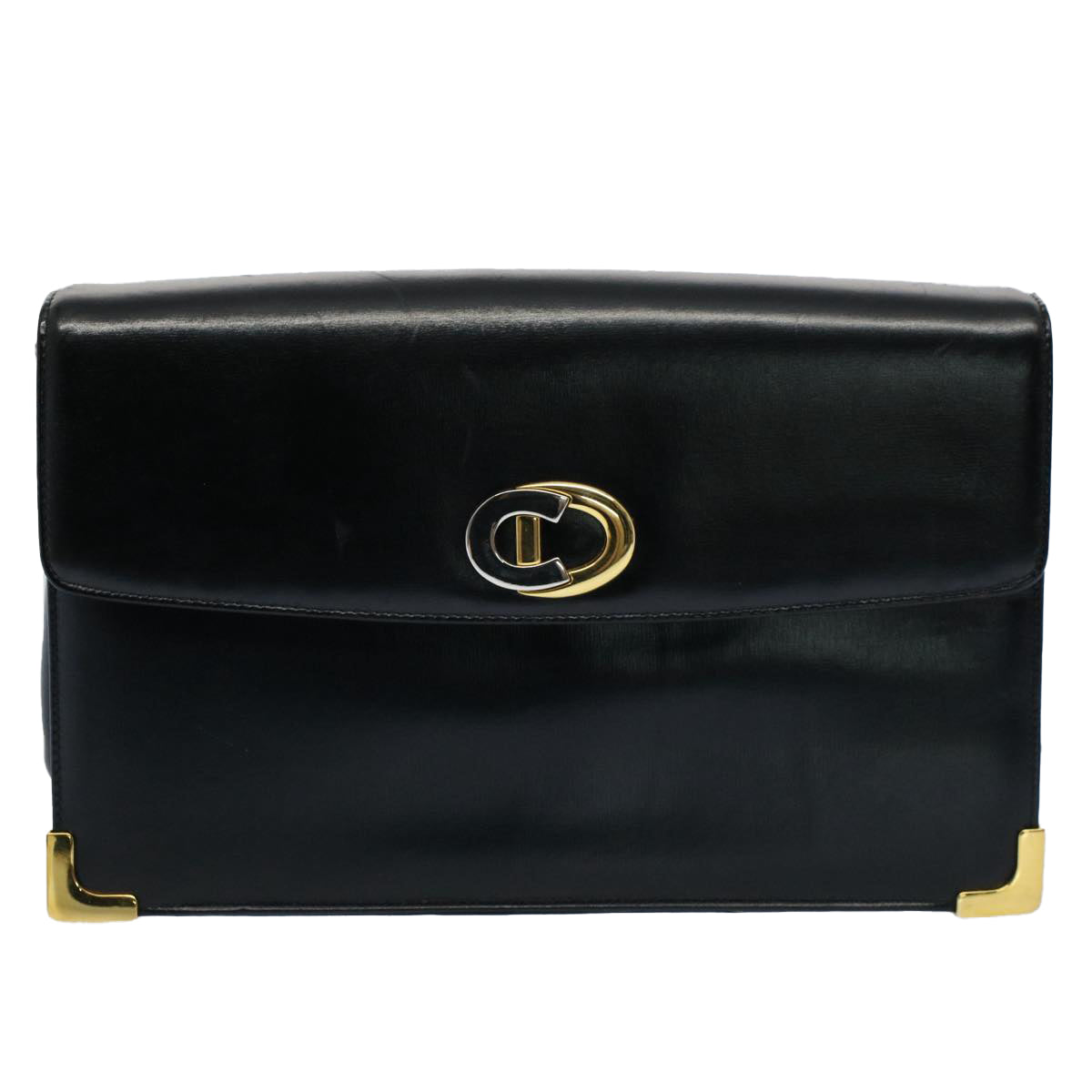 Christian Dior Shoulder Bag Leather Black Auth bs8407