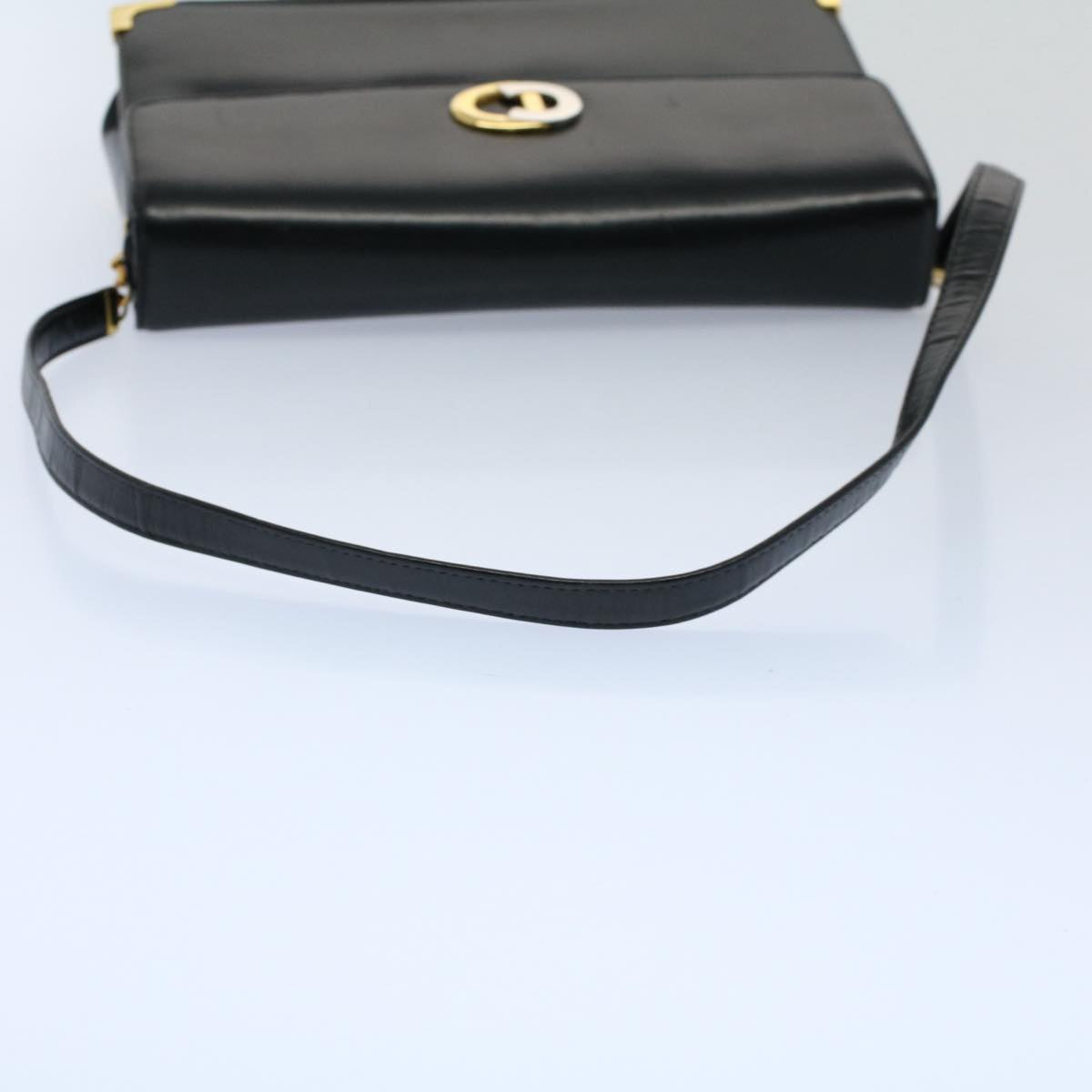 Christian Dior Shoulder Bag Leather Black Auth bs8407