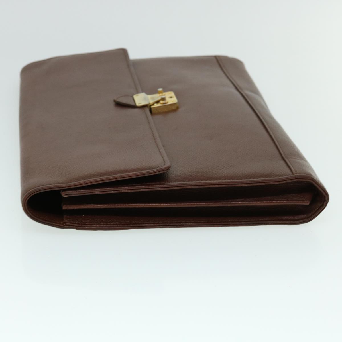 SAINT LAURENT Briefcase Leather Brown Auth bs8420