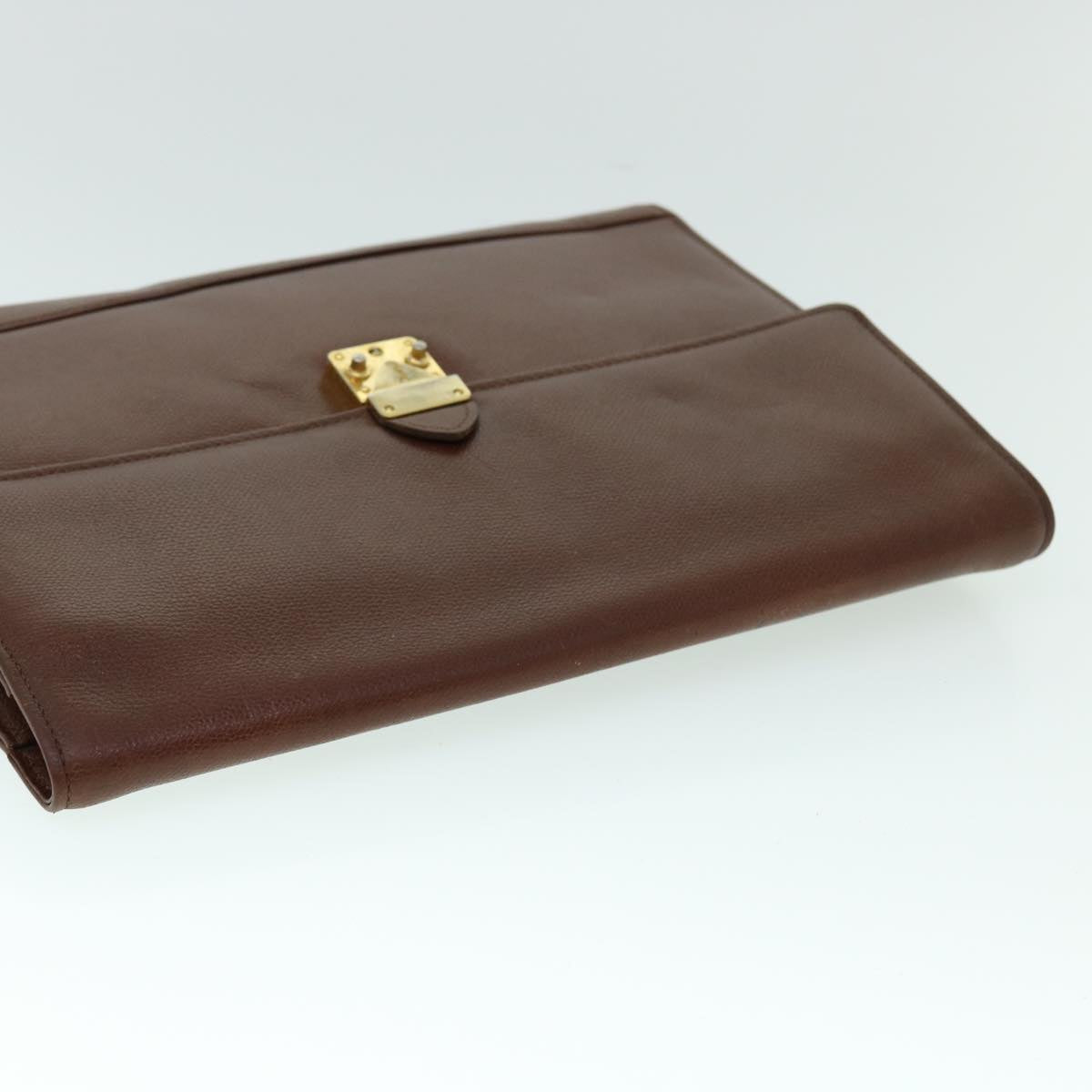 SAINT LAURENT Briefcase Leather Brown Auth bs8420
