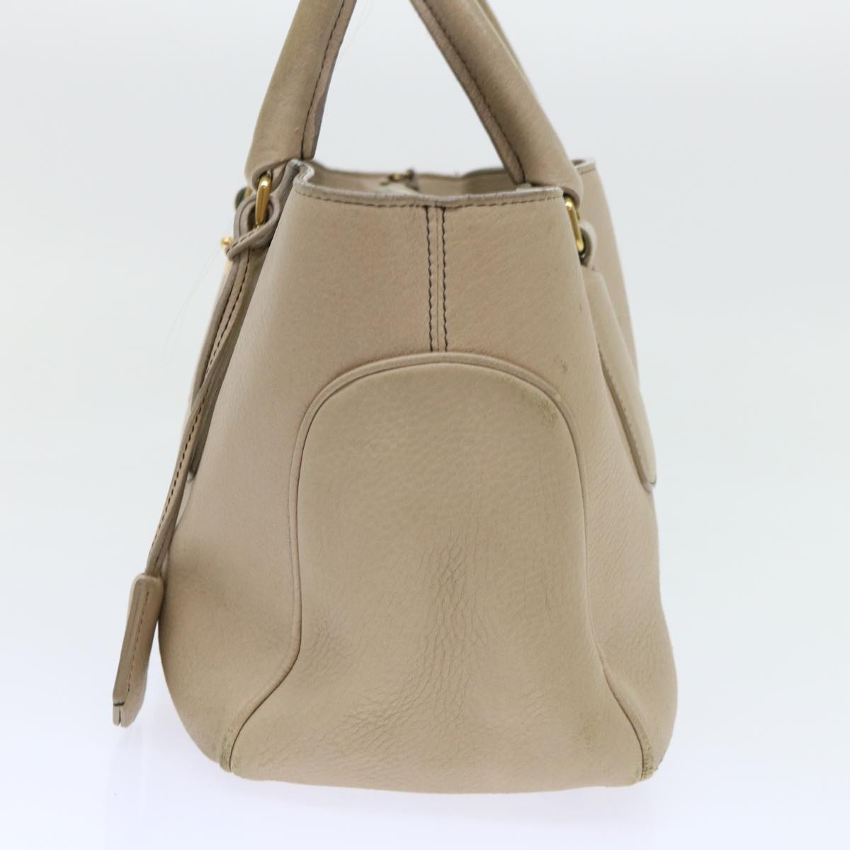 CELINE Hand Bag Leather Beige Auth bs8421