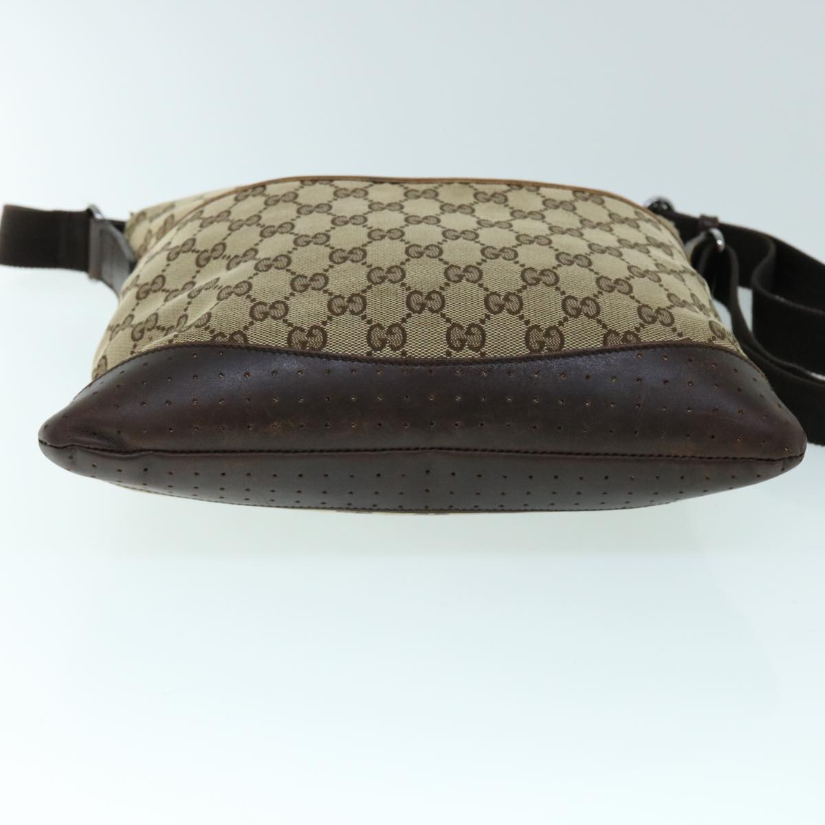 GUCCI GG Canvas Shoulder Bag Beige Brown 145872 123 Auth bs8422