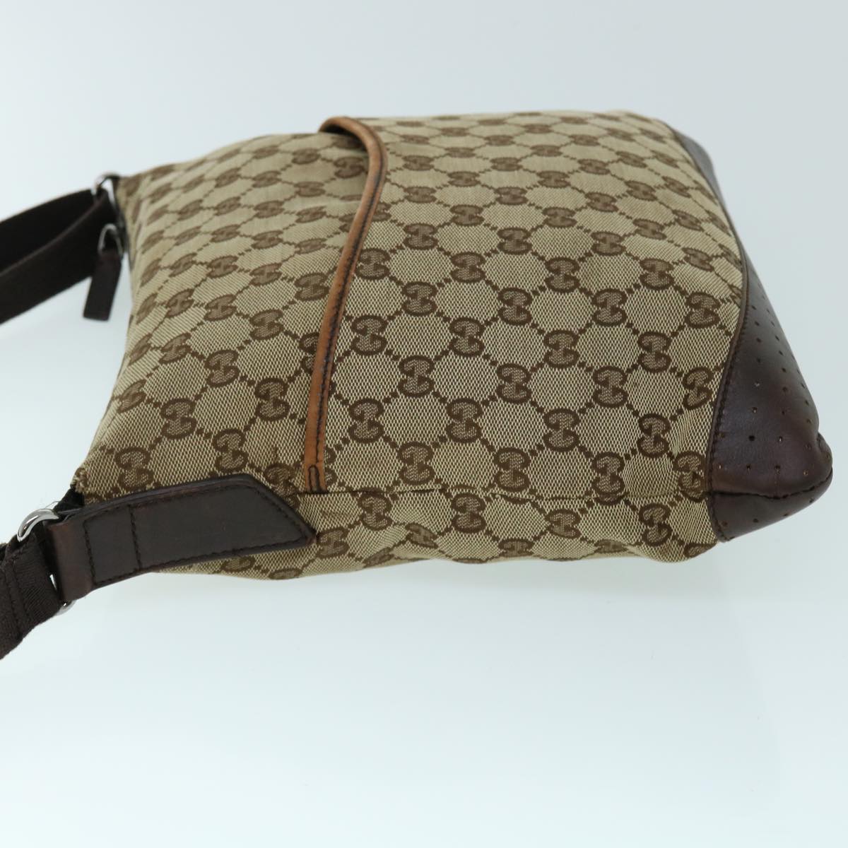 GUCCI GG Canvas Shoulder Bag Beige Brown 145872 123 Auth bs8422