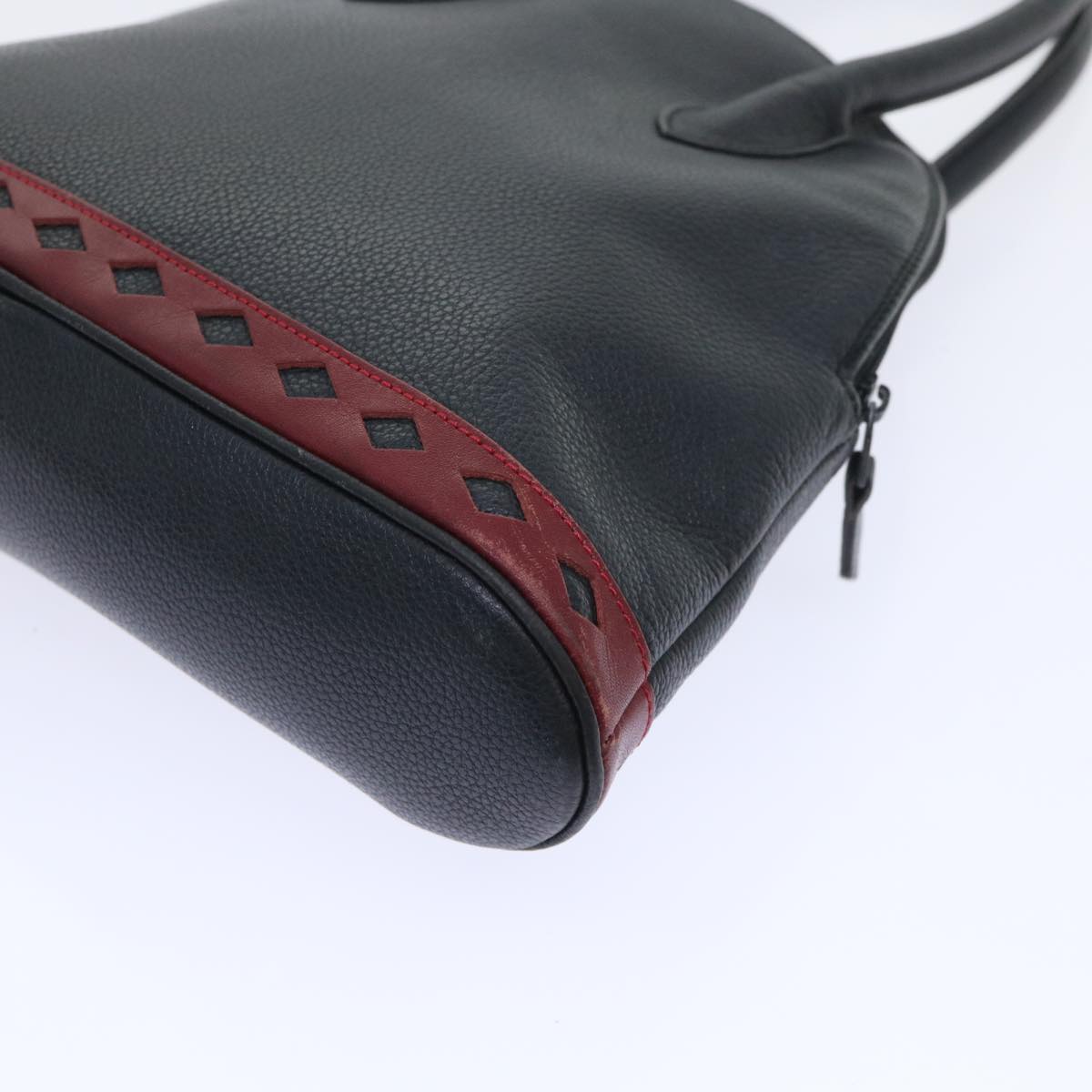 SAINT LAURENT Hand Bag Leather Black Auth bs8423