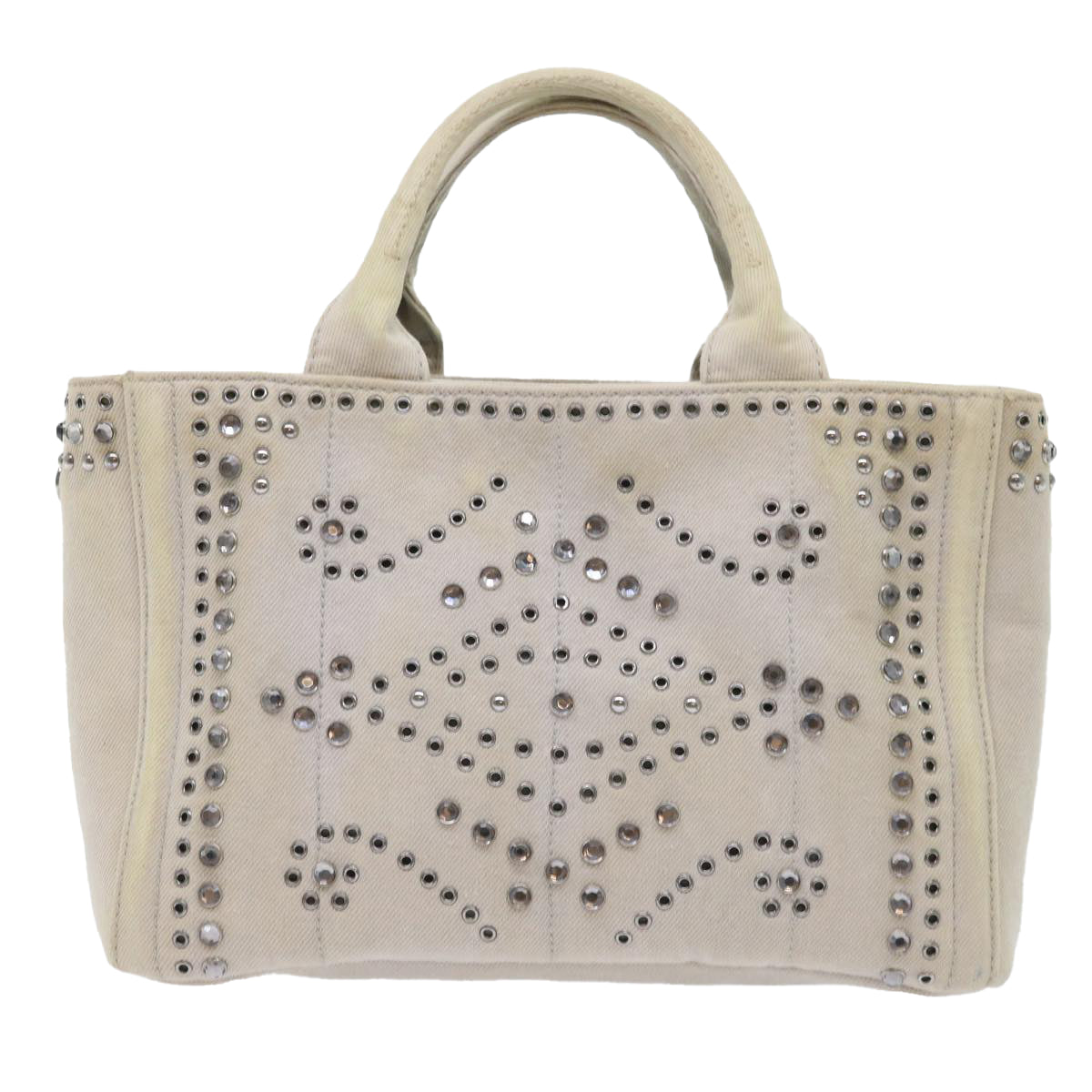 PRADA Bijoux Canapa PM Hand Bag Canvas 2way White Auth bs8424