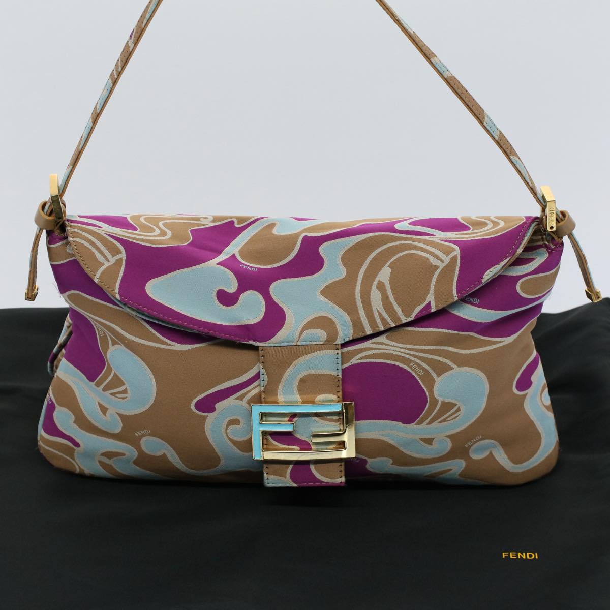 FENDI Mamma Baguette Shoulder Bag Canvas Multicolor 2305 26796 018 Auth bs8434
