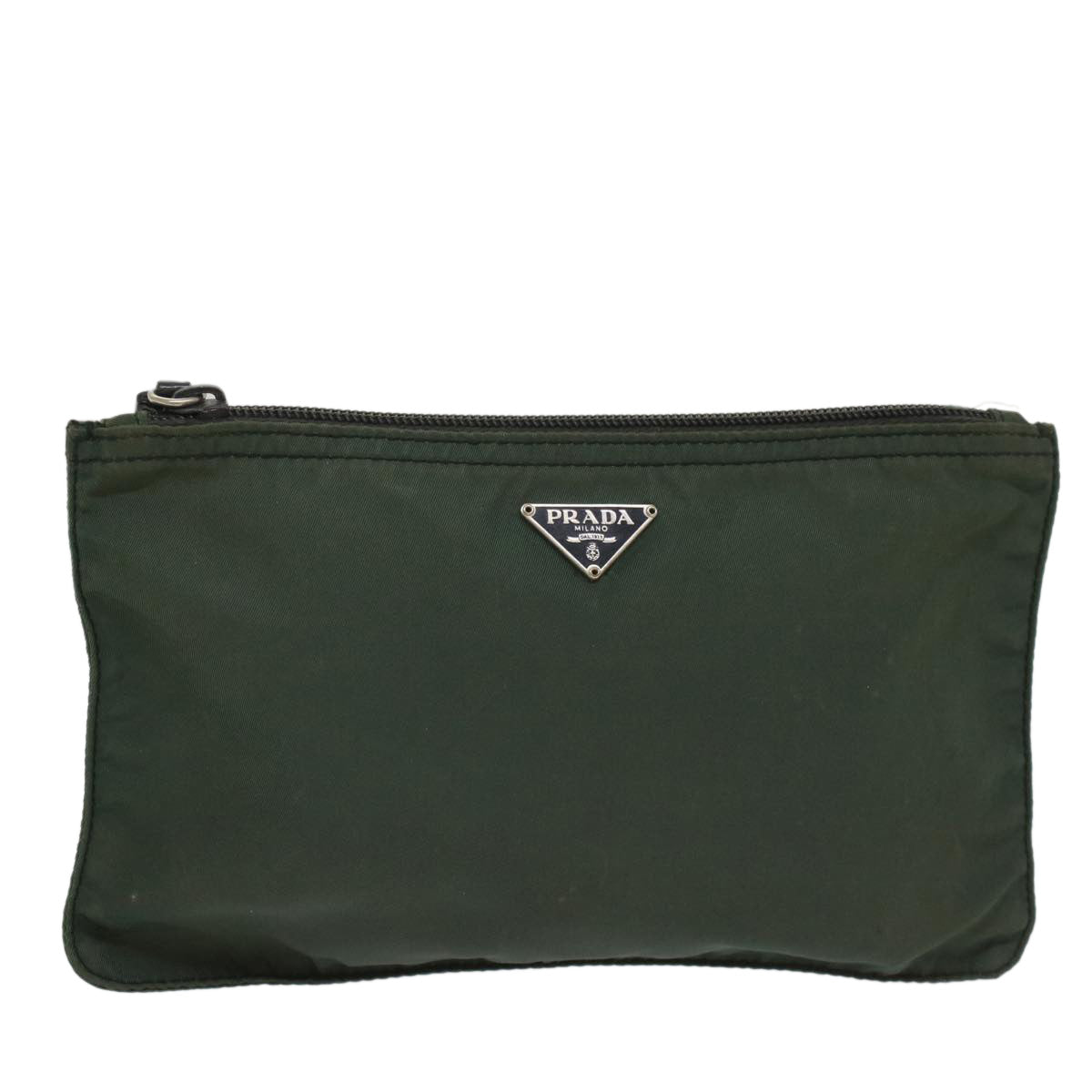 PRADA Pouch Nylon Green Auth bs8437