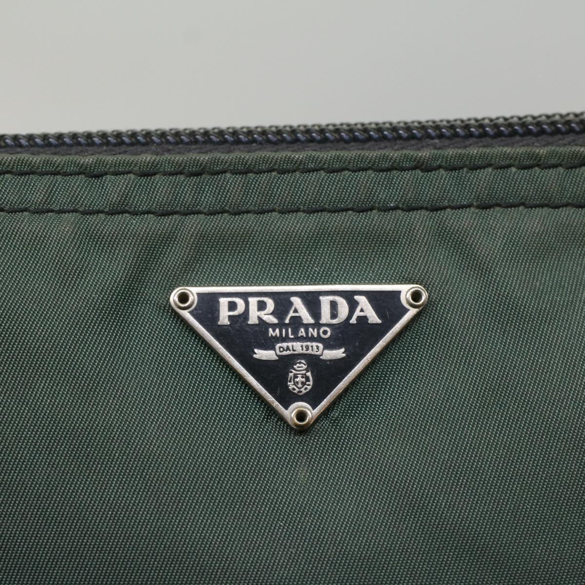 PRADA Pouch Nylon Green Auth bs8437