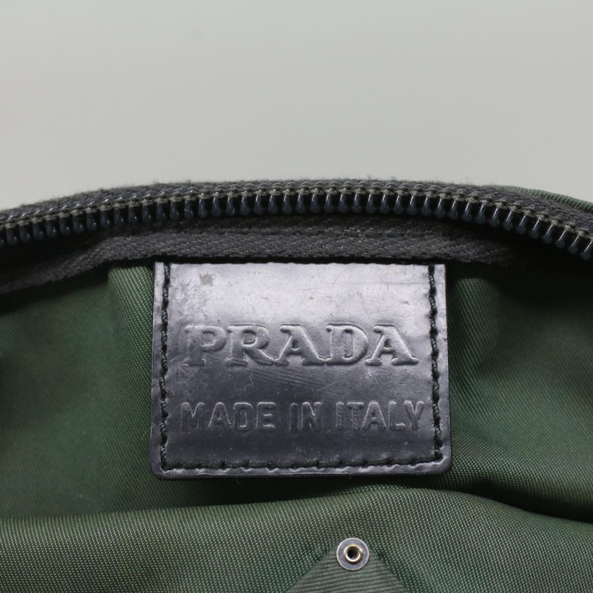 PRADA Pouch Nylon Green Auth bs8437