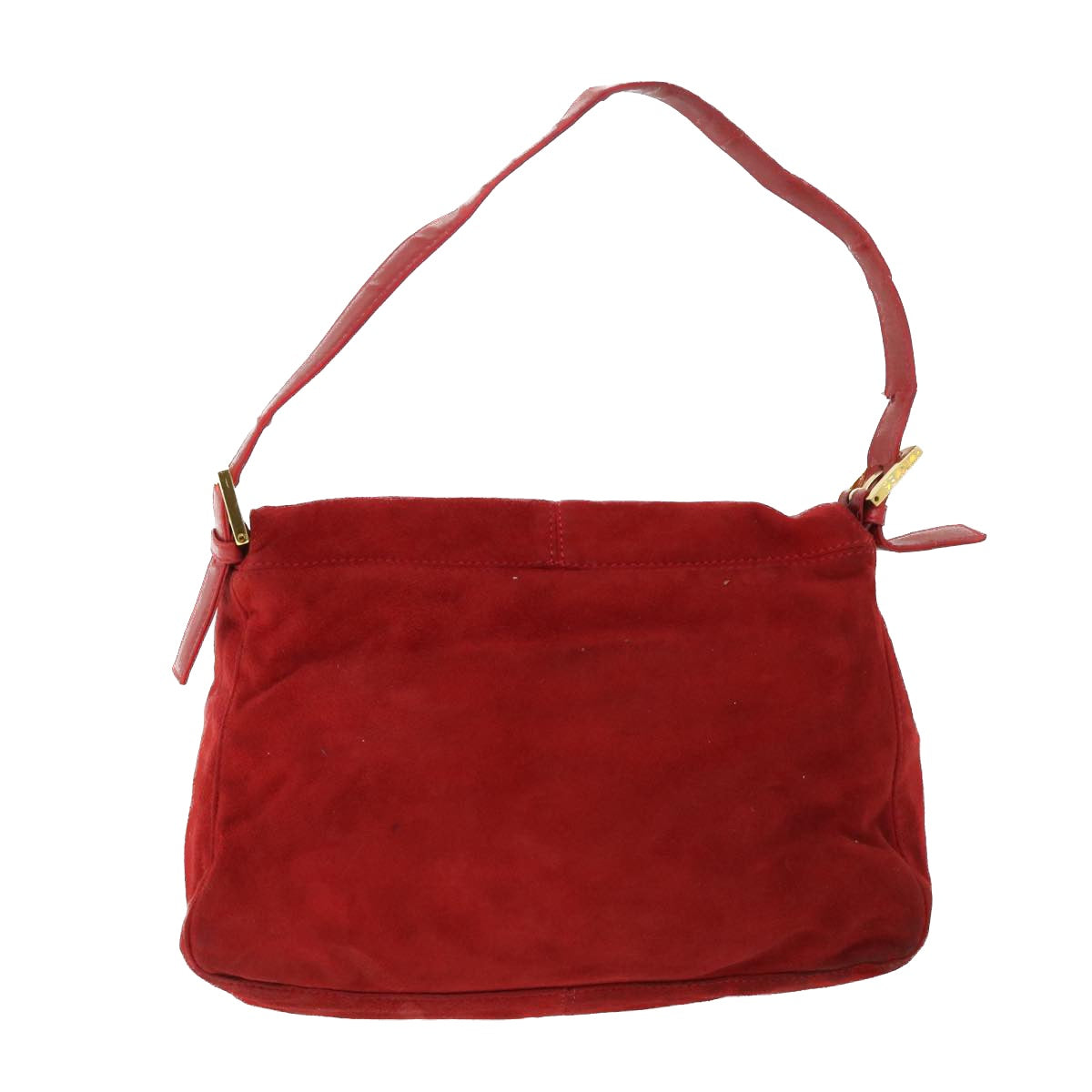 FENDI Mamma Baguette Shoulder Bag Suede Red Auth bs8443 - 0