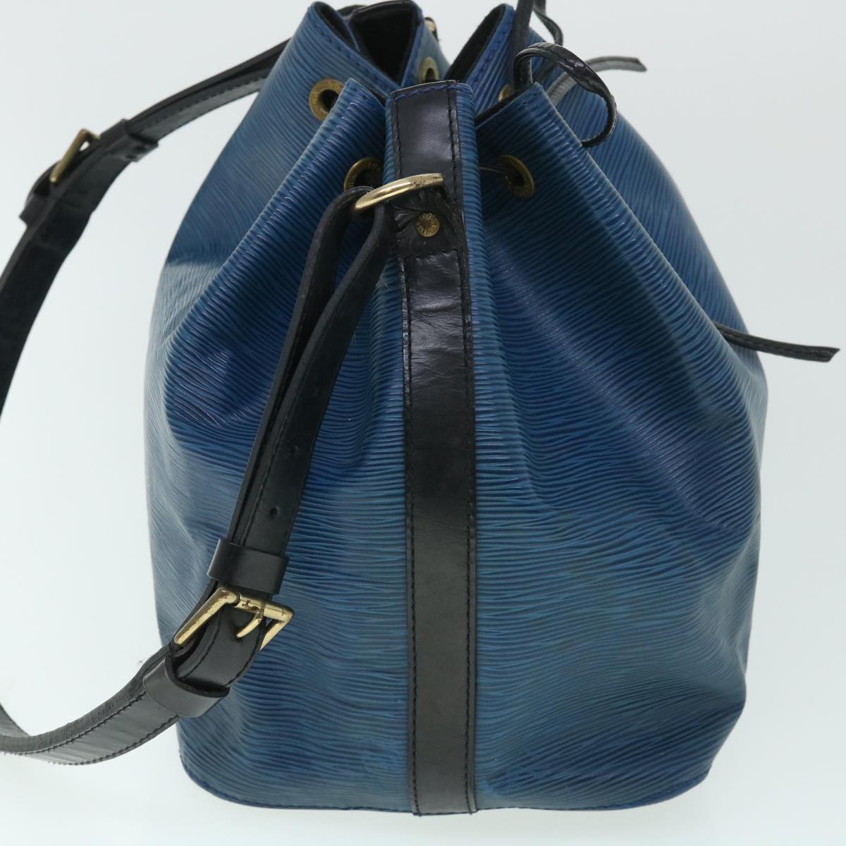 LOUIS VUITTON Epi Petit Noe Shoulder Bag Bicolor Black Blue M44152 Auth bs8444