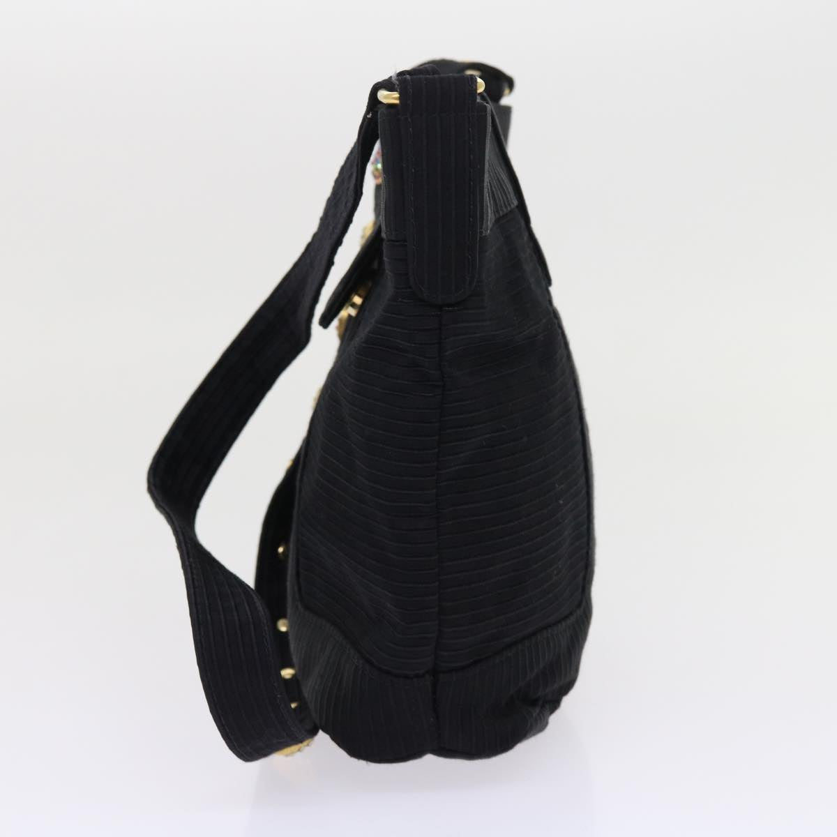 VERSACE Clutch Bag Shoulder Bag Canvas 2Set Black Auth bs8448