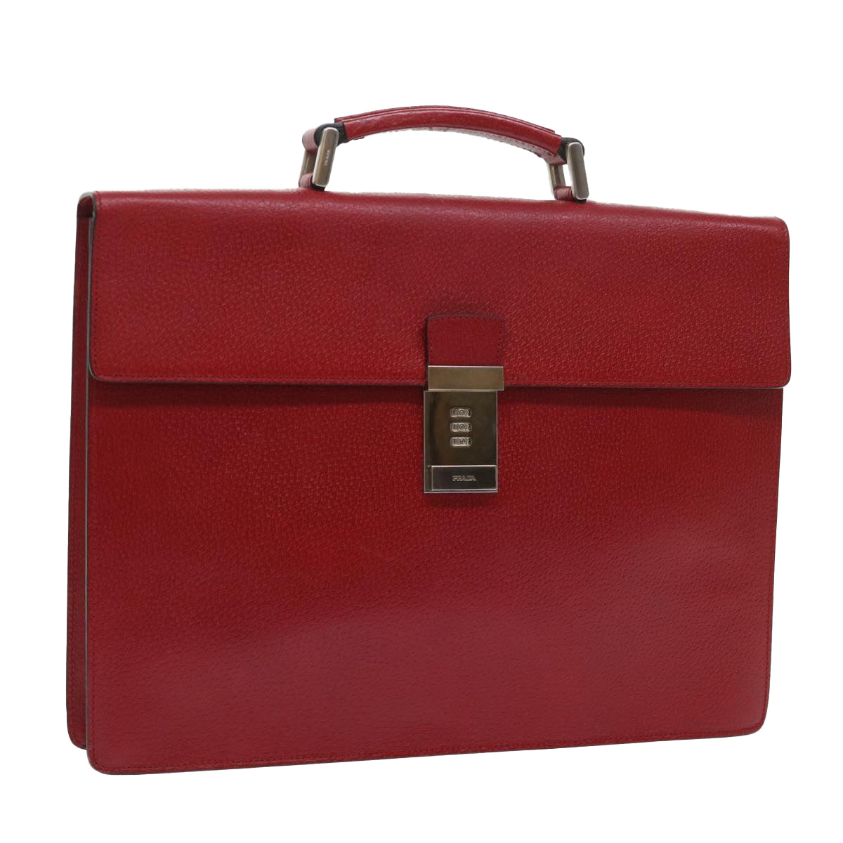 PRADA Business Bag Leather Red Auth bs8456