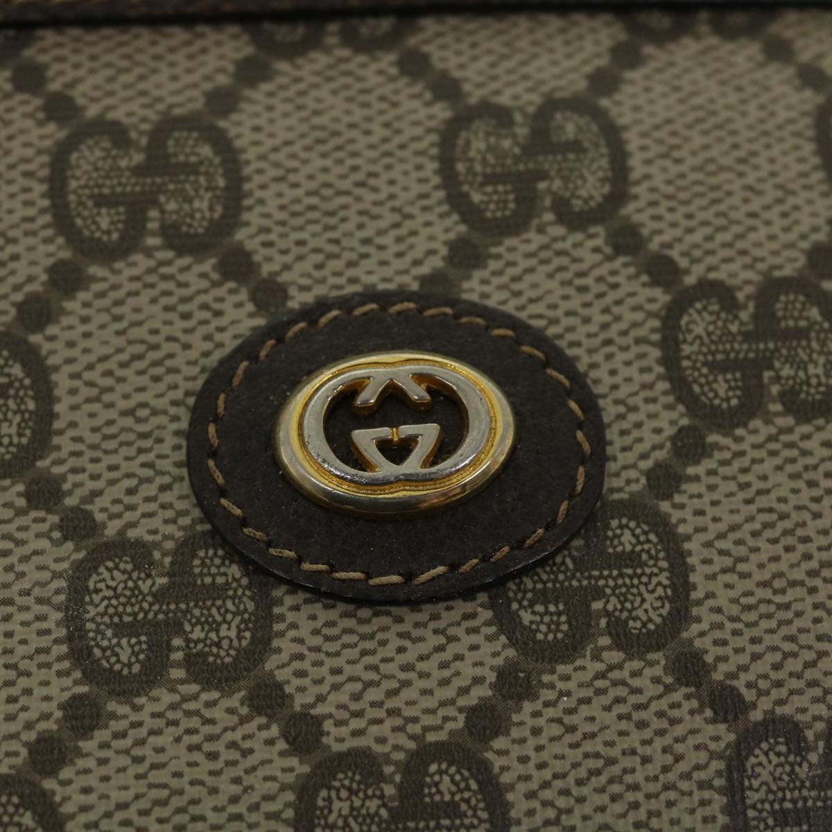 GUCCI GG Canvas Clutch Bag PVC Leather Beige Brown 014 123 6053 Auth bs8482